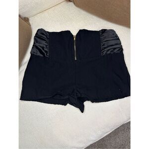 Y2K Valid Black Shorts with Satin Trim
